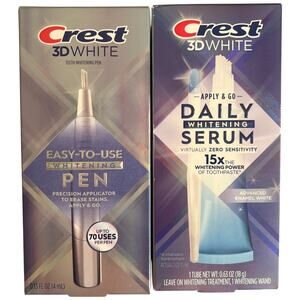Lot 2 Crest 3D White Whitening Pen + Apply & Go Daily Whitening Serum